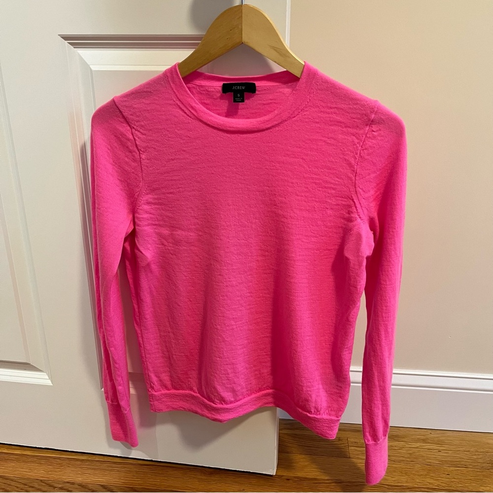 J.Crew Merino Wool Crewneck Sweater Hot Pink Size S